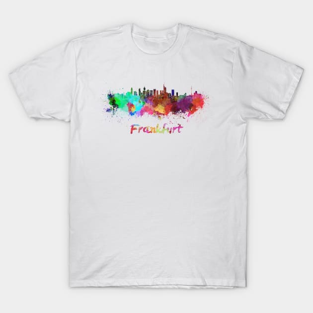 Frankfurt skyline in watercolor T-Shirt by PaulrommerArt